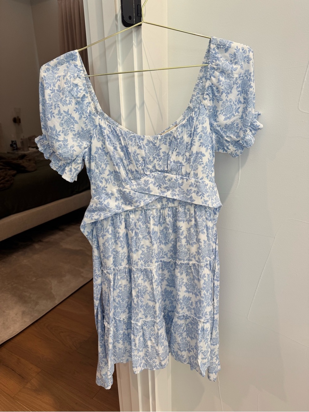 Altar'd State Light Blue & White Floral Mini Dress
